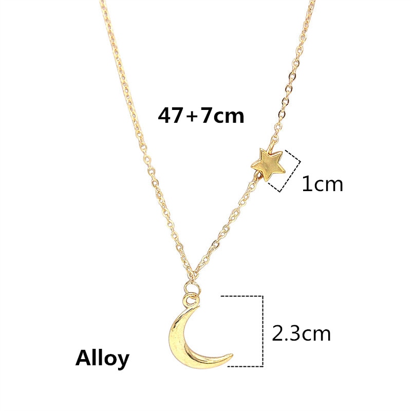 Simple Star & Moon Pendant Necklace