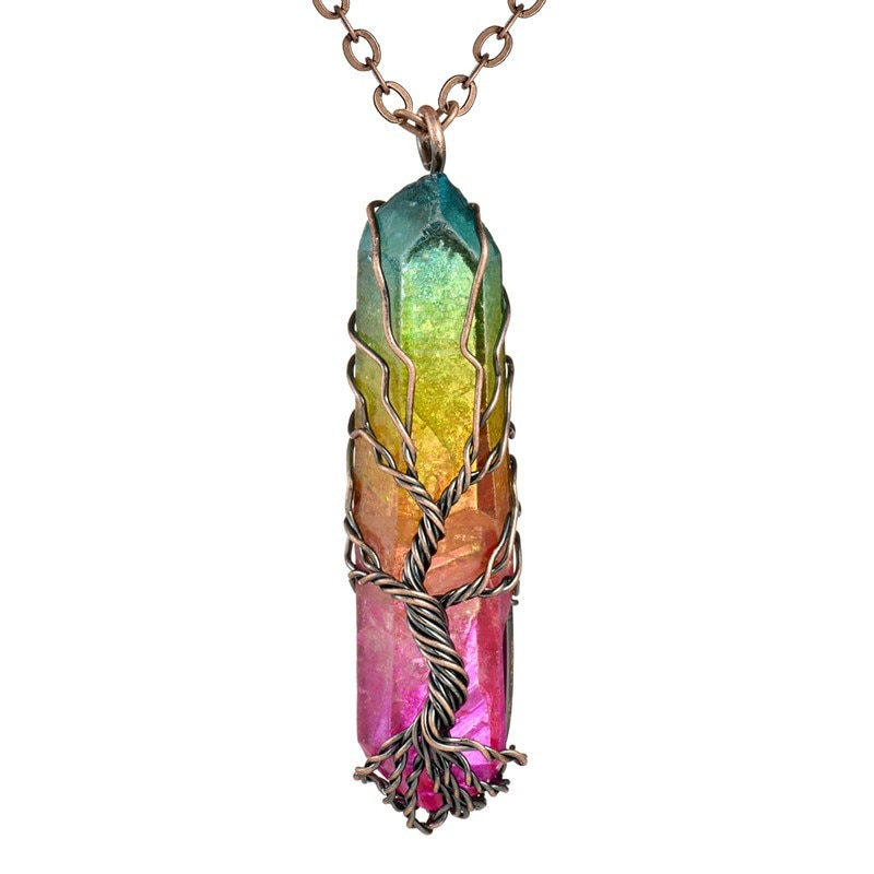 Ainbow Natural Stone Pendant Necklace