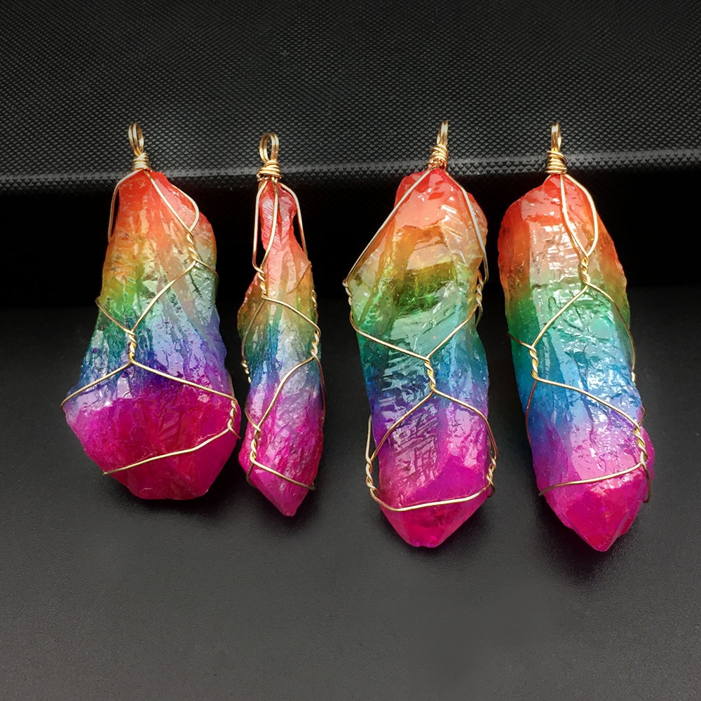 Ainbow Natural Stone Pendant Necklace