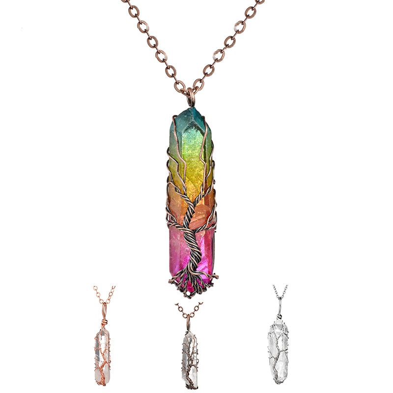 Ainbow Natural Stone Pendant Necklace