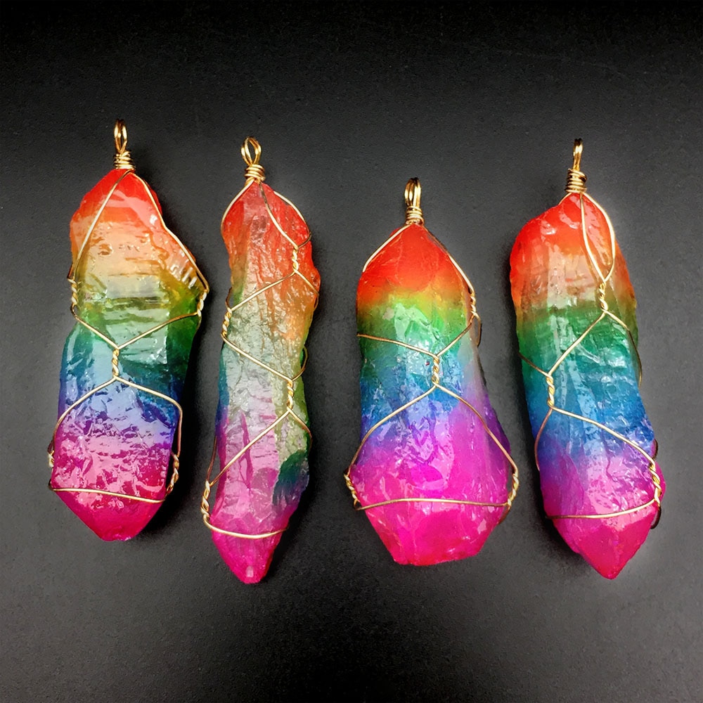 Ainbow Natural Stone Pendant Necklace