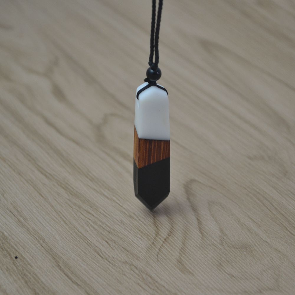 hand wood resin necklace pendant