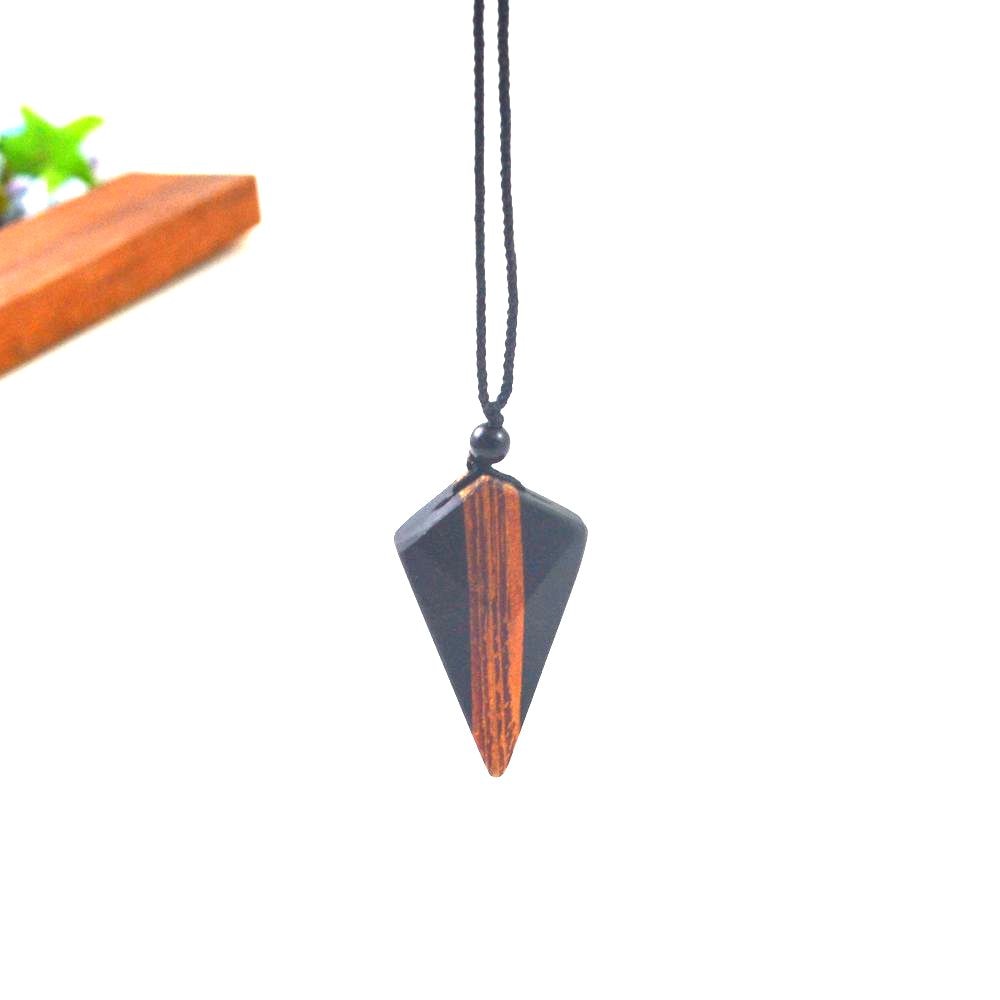 hand wood resin necklace pendant