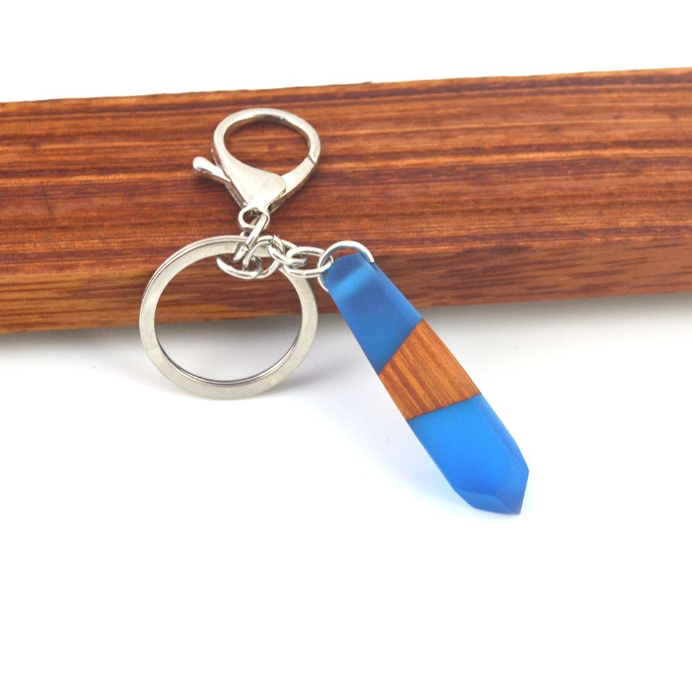 Key chain handmade wooden resin retro